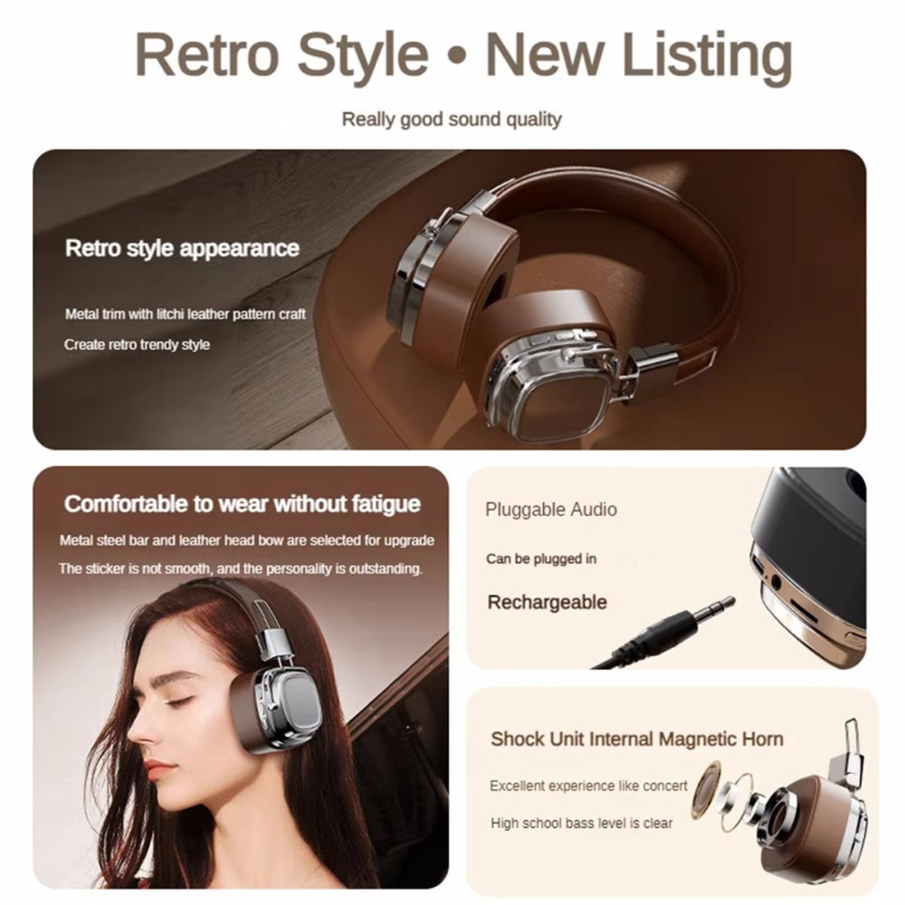 Casque Auriculaire Rétro Classiques Bluetooth 5.3