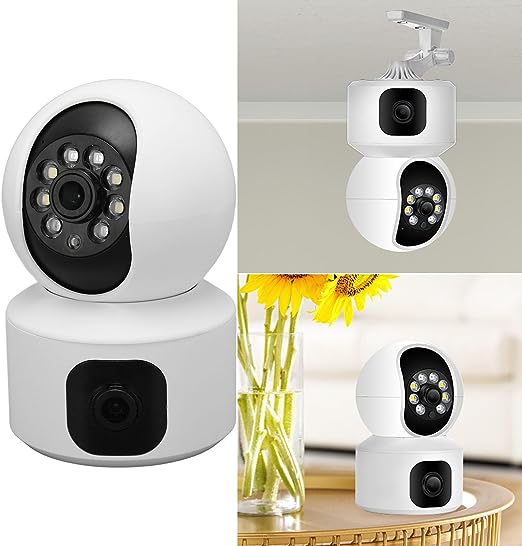 Caméra de surveillance 2K Wifi à double objectif + Carte SD 32G OFFERTE