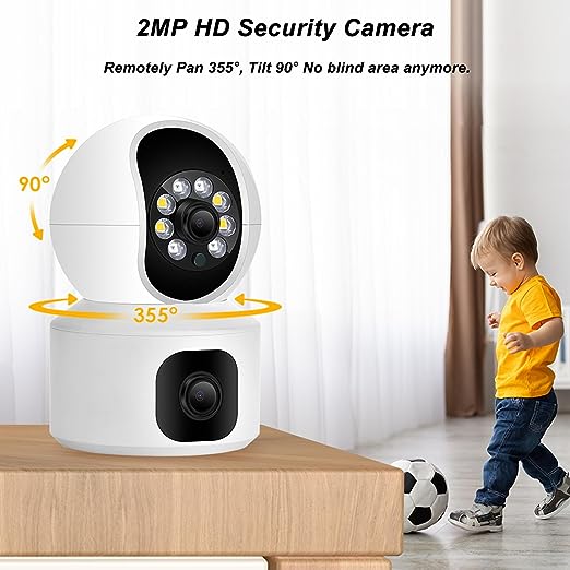 Caméra de surveillance 2K Wifi à double objectif + Carte SD 32G OFFERTE