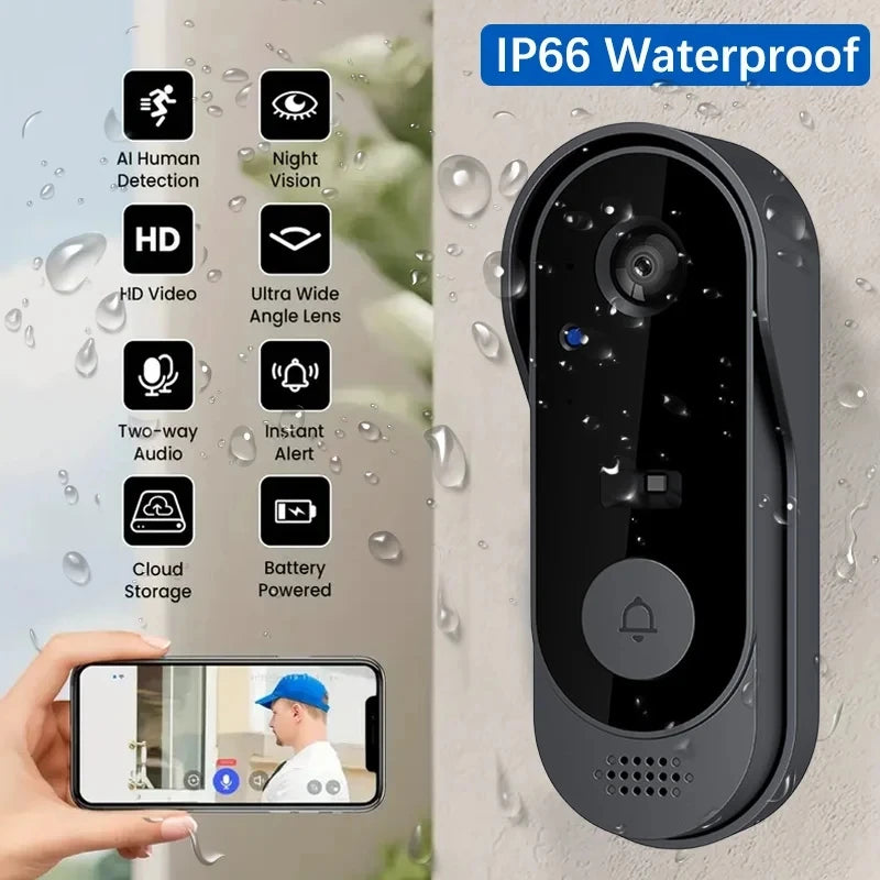 Sonnette de porte extérieure sans fil avec caméra HD
