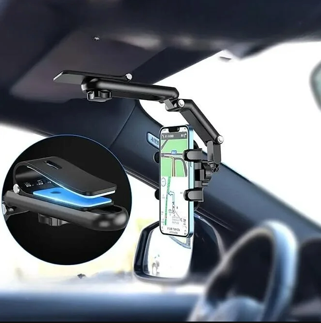 Support de téléphone portable rotatif à 360° pour pare-soleil de voiture