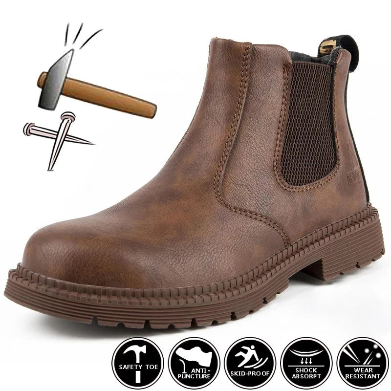 Bottines embout renforcé en Cuir à élastique
