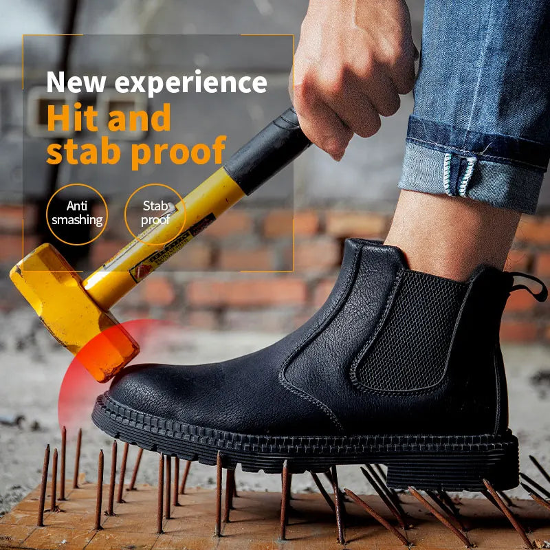 Bottines embout renforcé en Cuir à élastique