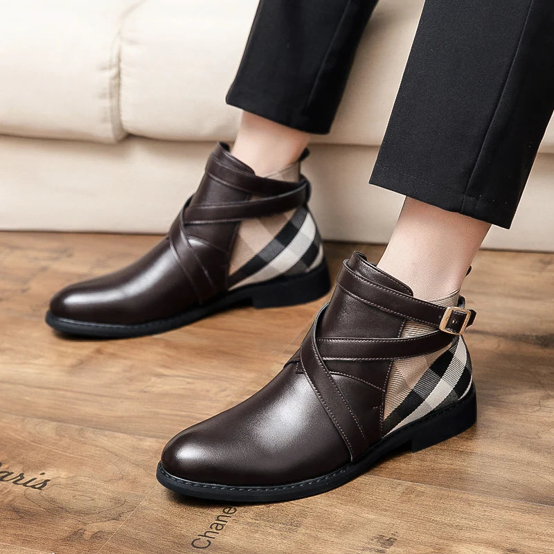 Bottines Tartant et Cuir PU pour homme