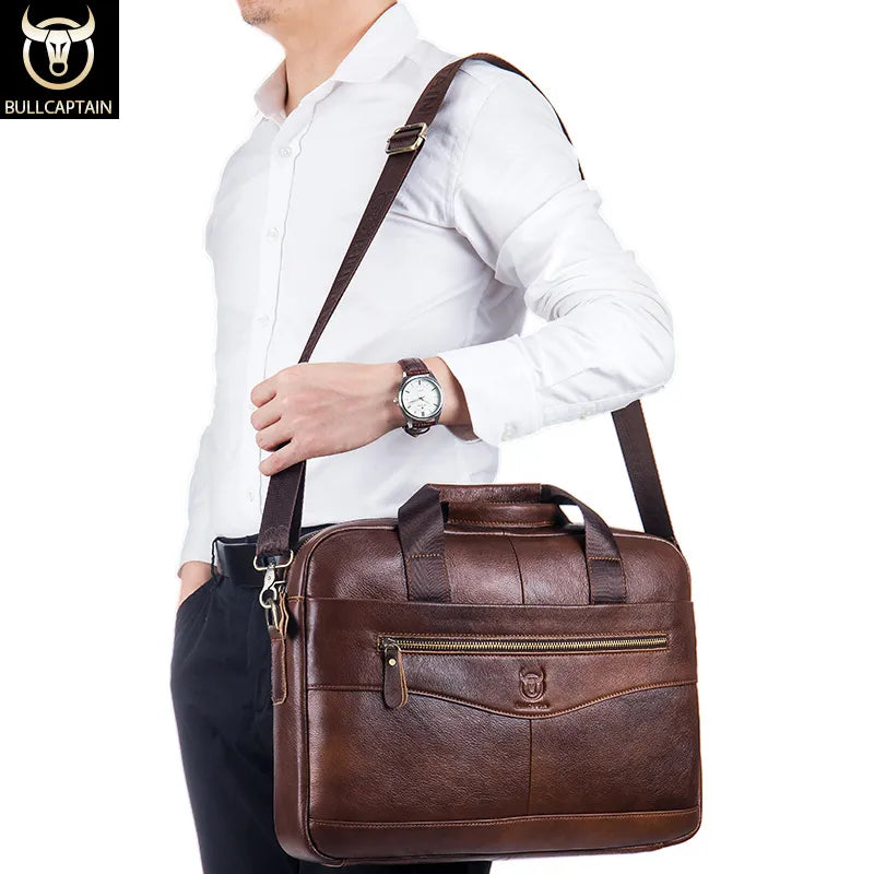 Sac d'affaire avec bandouillère en cuir Véritable pour Hommes