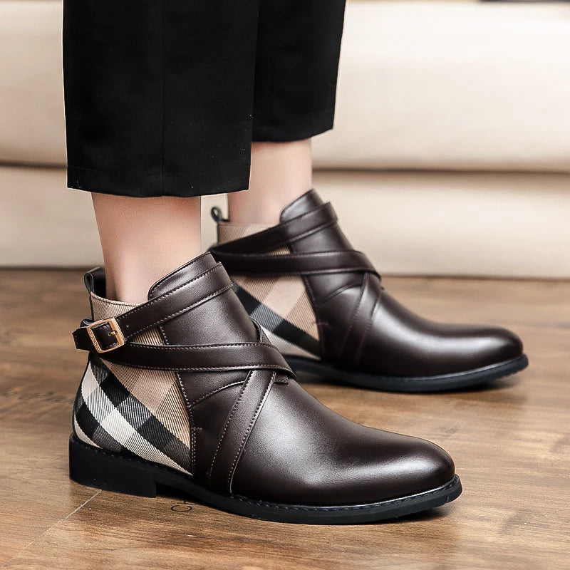 Bottines Tartant et Cuir PU pour homme