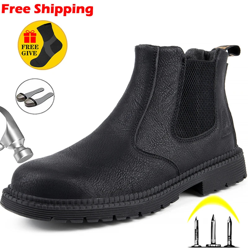 Bottines embout renforcé en Cuir à élastique