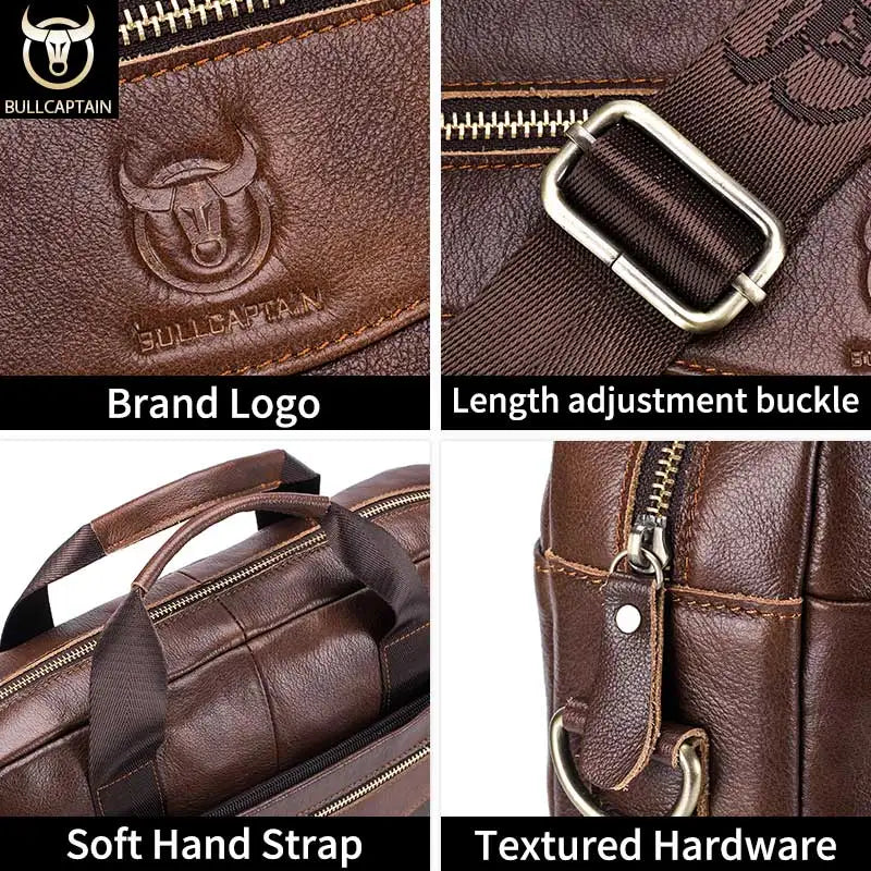 Sac d'affaire avec bandouillère en cuir Véritable pour Hommes
