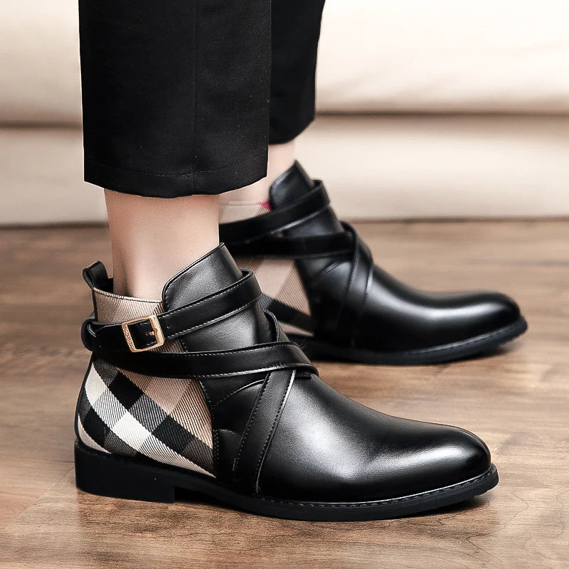 Bottines Tartant et Cuir PU pour homme