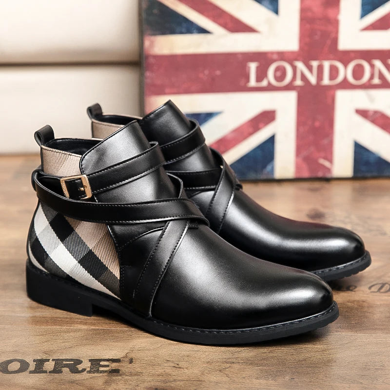 Bottines Tartant et Cuir PU pour homme