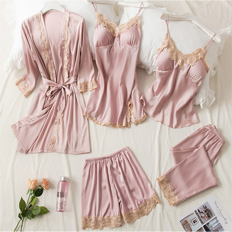 Ensemble de pyjama en satin - 5 pièces
