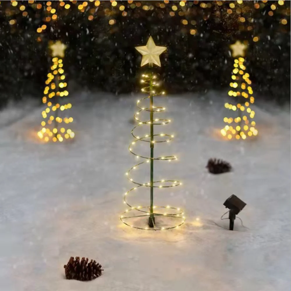 Mini Sapin de Noël d'extérieur lumineux solaire en Fer forgé