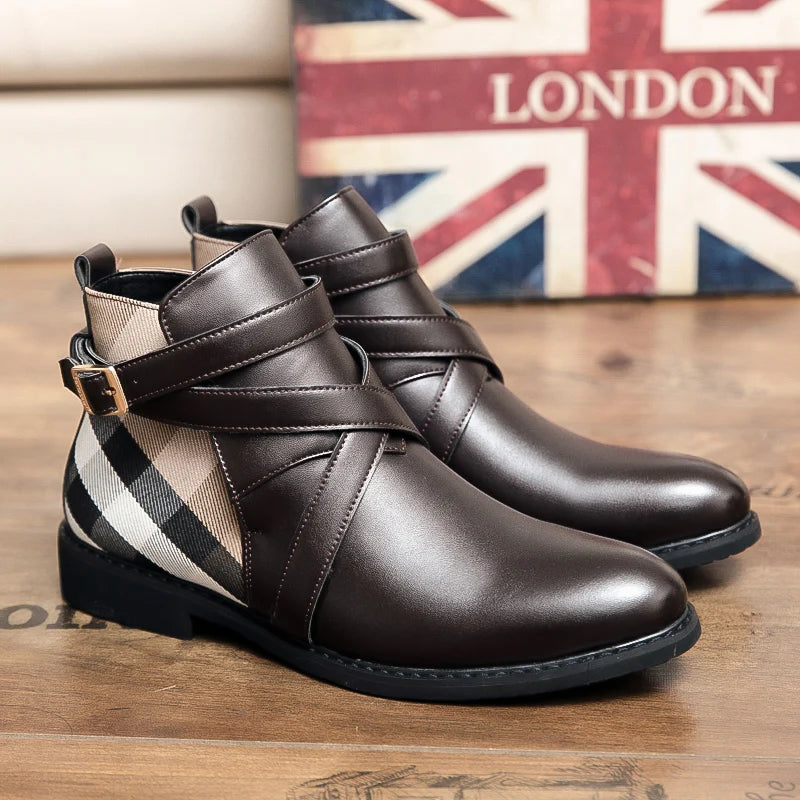 Bottines Tartant et Cuir PU pour homme