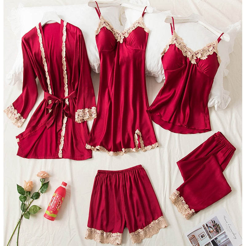 Ensemble de pyjama en satin - 5 pièces