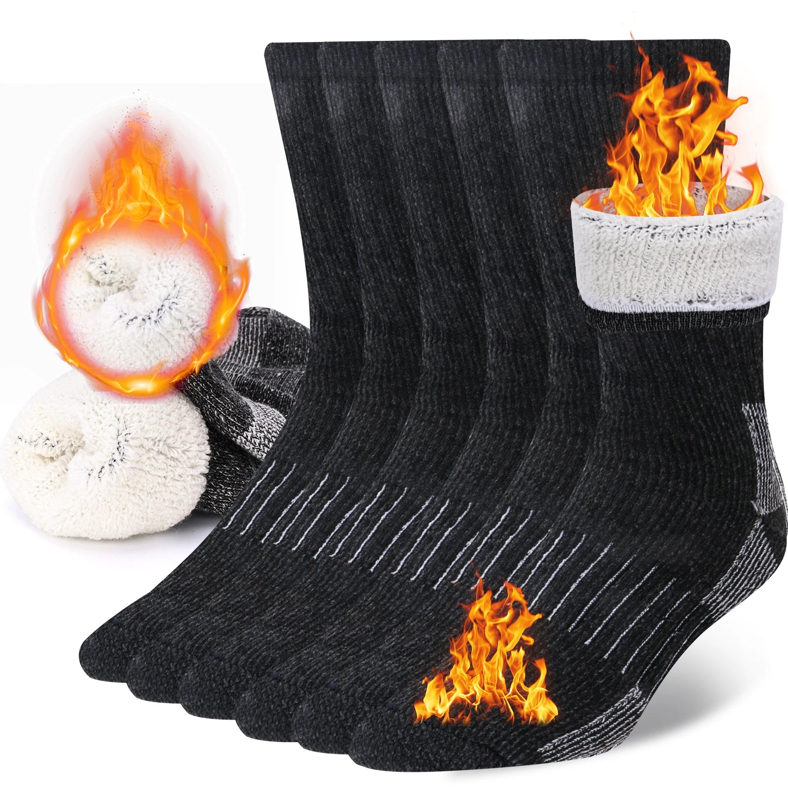 Lot de 3 Chaussettes Thermiques Épaisses en laine mérinos