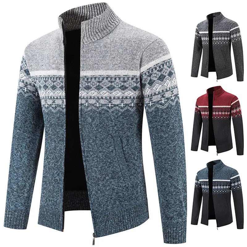 Gilet chaud Zippé Jacquard - Hommes