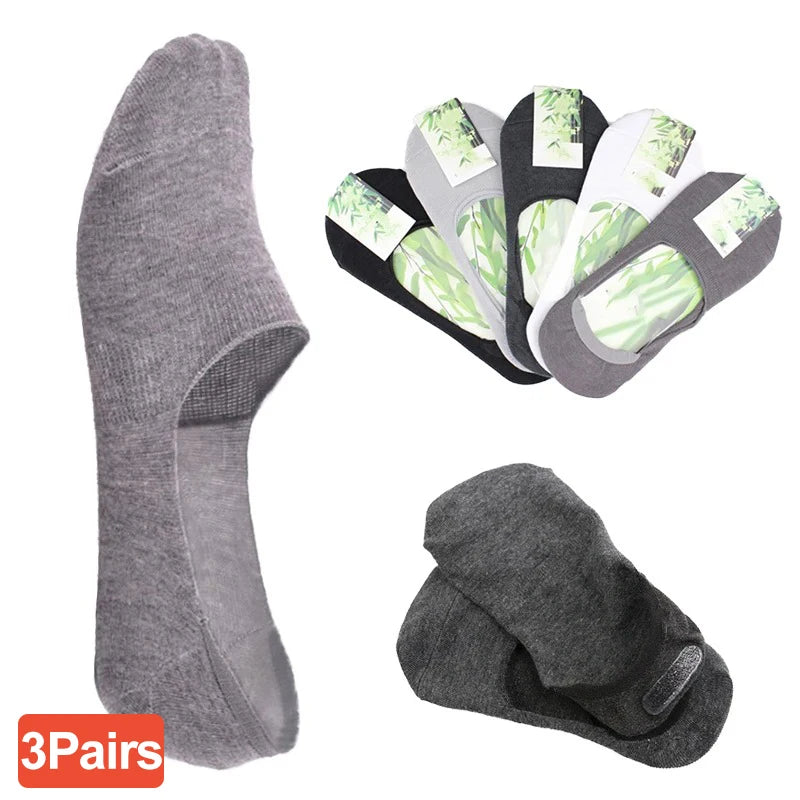 Chaussettes Bateau Invisibles en Coton Respirant avec Silicone - Homme