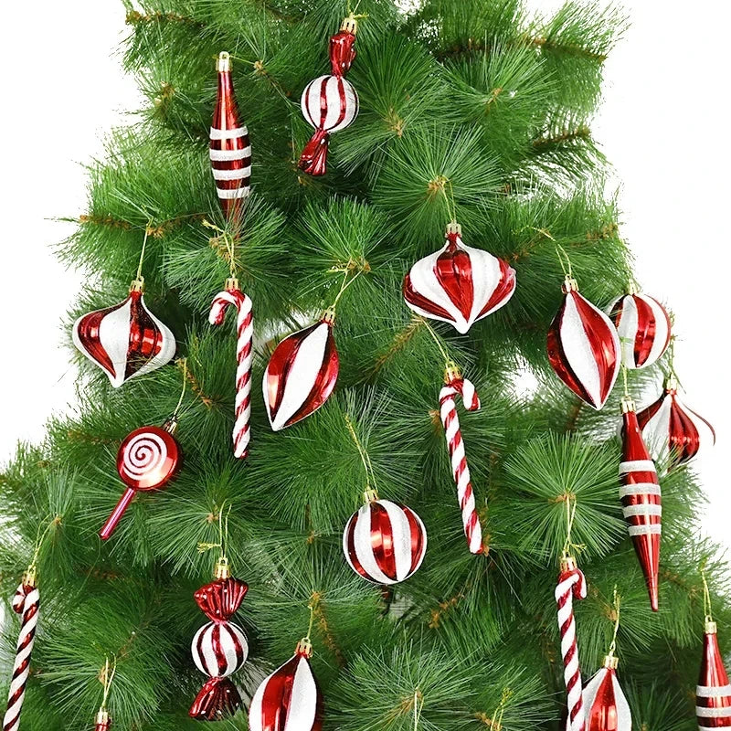 Lot de 14 Suspensions de Noël Rouge & Blanc