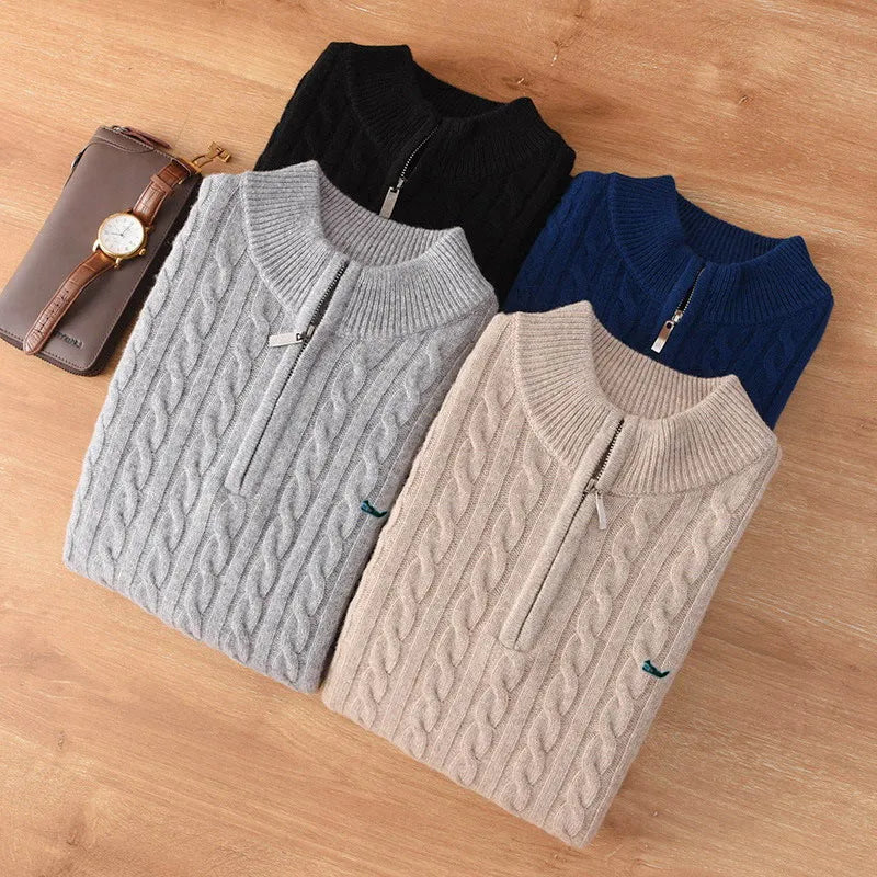 Pull Torsadé en laine - Fermeture Zip pour Homme