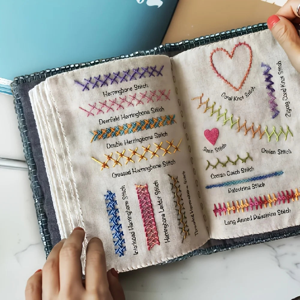 Kit Livre de Broderie Débutant – Guide des Points de Broderie avec 24 Fils et Tambour OFFERTS