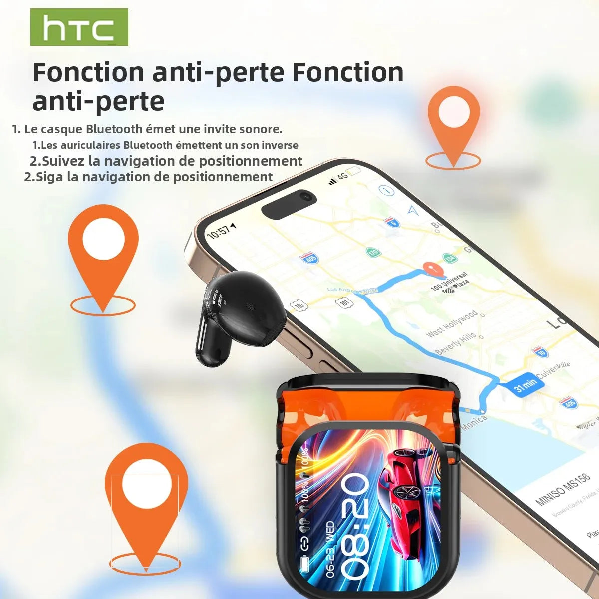 Écouteurs AI avec Écran Tactile & Traduction 135 Langues