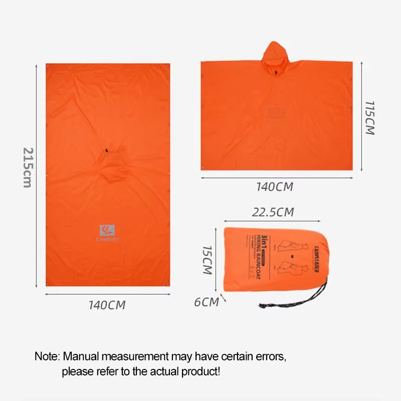 Poncho de pluie imperméable 3 en 1
