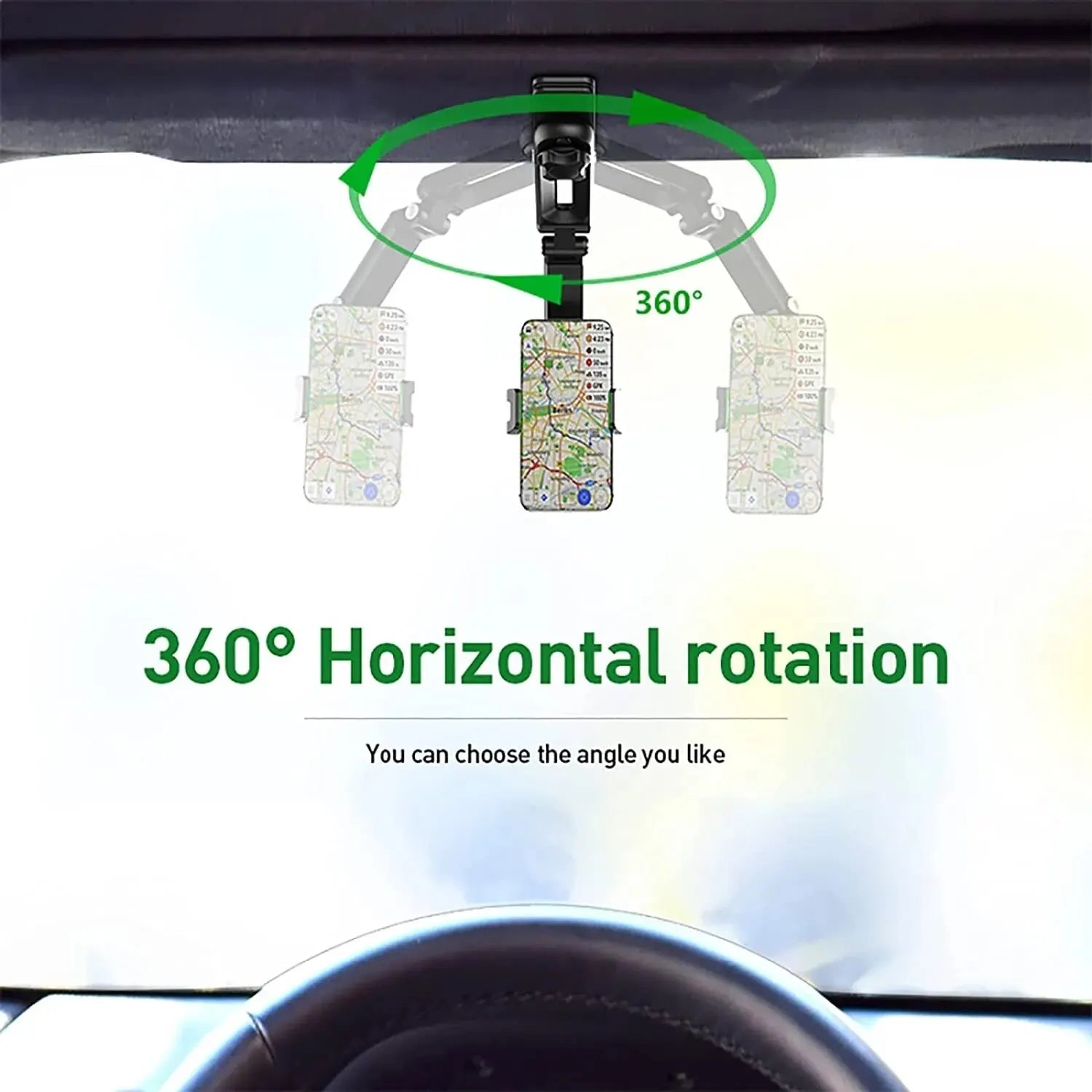 Support de téléphone portable rotatif à 360° pour pare-soleil de voiture