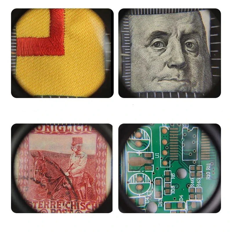 Loupe Compte-fils pliable Grossissement x10 avec échelle et LED - Étui