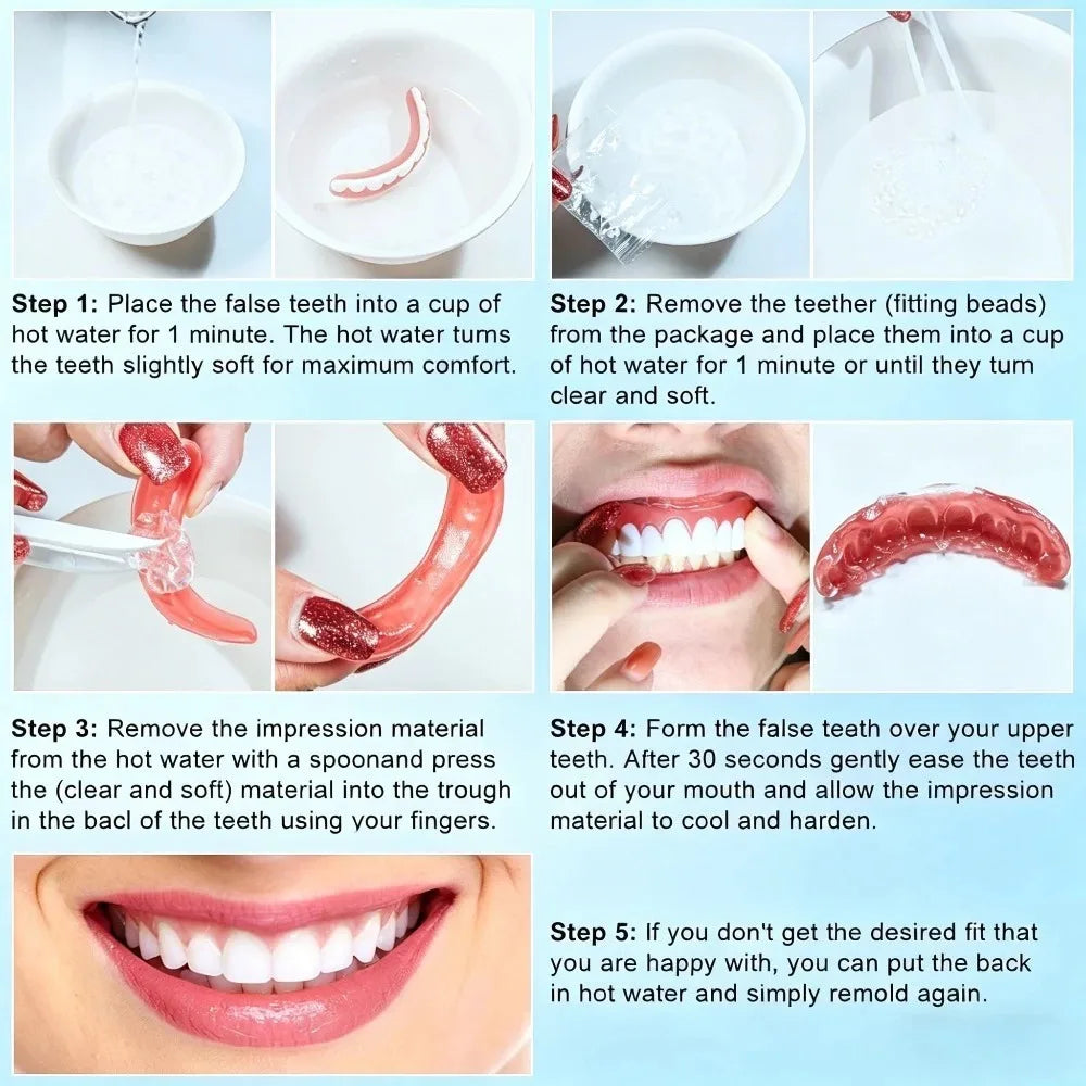 Prothèse Dentaire Complète Amovible en Silicone – Dentier Haut et Bas, Aspect Naturel & Confort Souple
