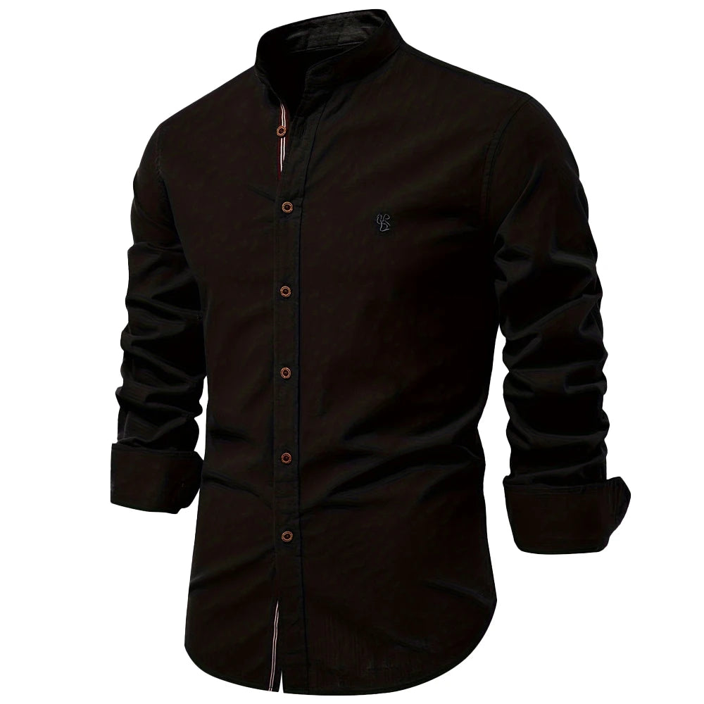 Chemise Décontractée Premium Col Mao en Coton Respirant - Printemps & Été