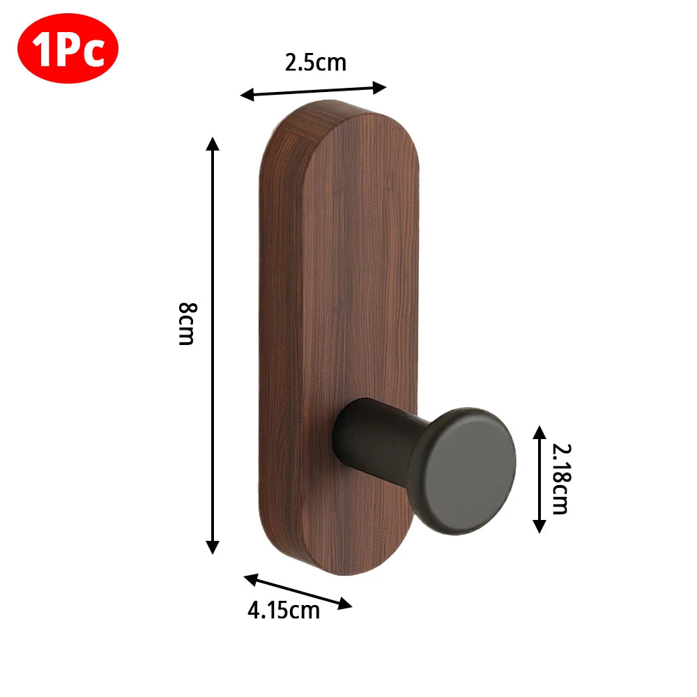 Lot de 5 Crochets Auto-adhésifs en Bois Multifonctions