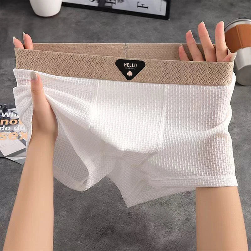 Lot de 4 Boxers Gauffrés Respirants - Grand Confort, Design Élégant & Extensible