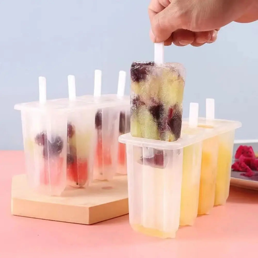 Moule à Glaces 4 Compartiments avec Couvercle – Bac Réutilisable pour Glaces Maison et Popsicles