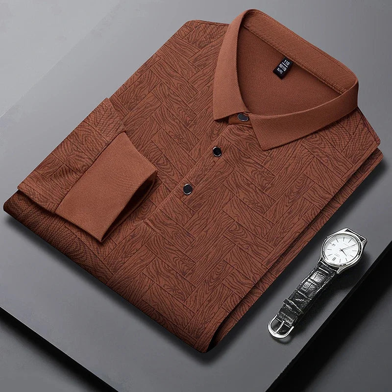 Polo d'affaires à manches longues et motifs graphiques