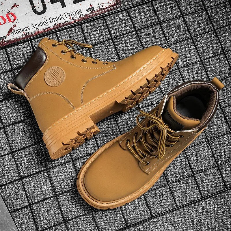 Bottes militaires à lacets en cuir pour hommes