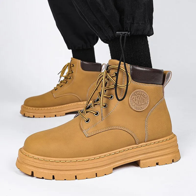 Bottes militaires à lacets en cuir pour hommes