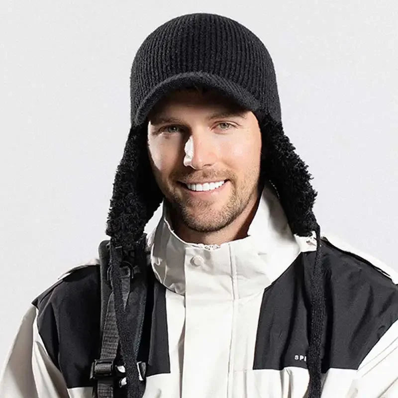 Bonnet Polaire style Bombardier avec Visière et Cache-oreilles intégrés