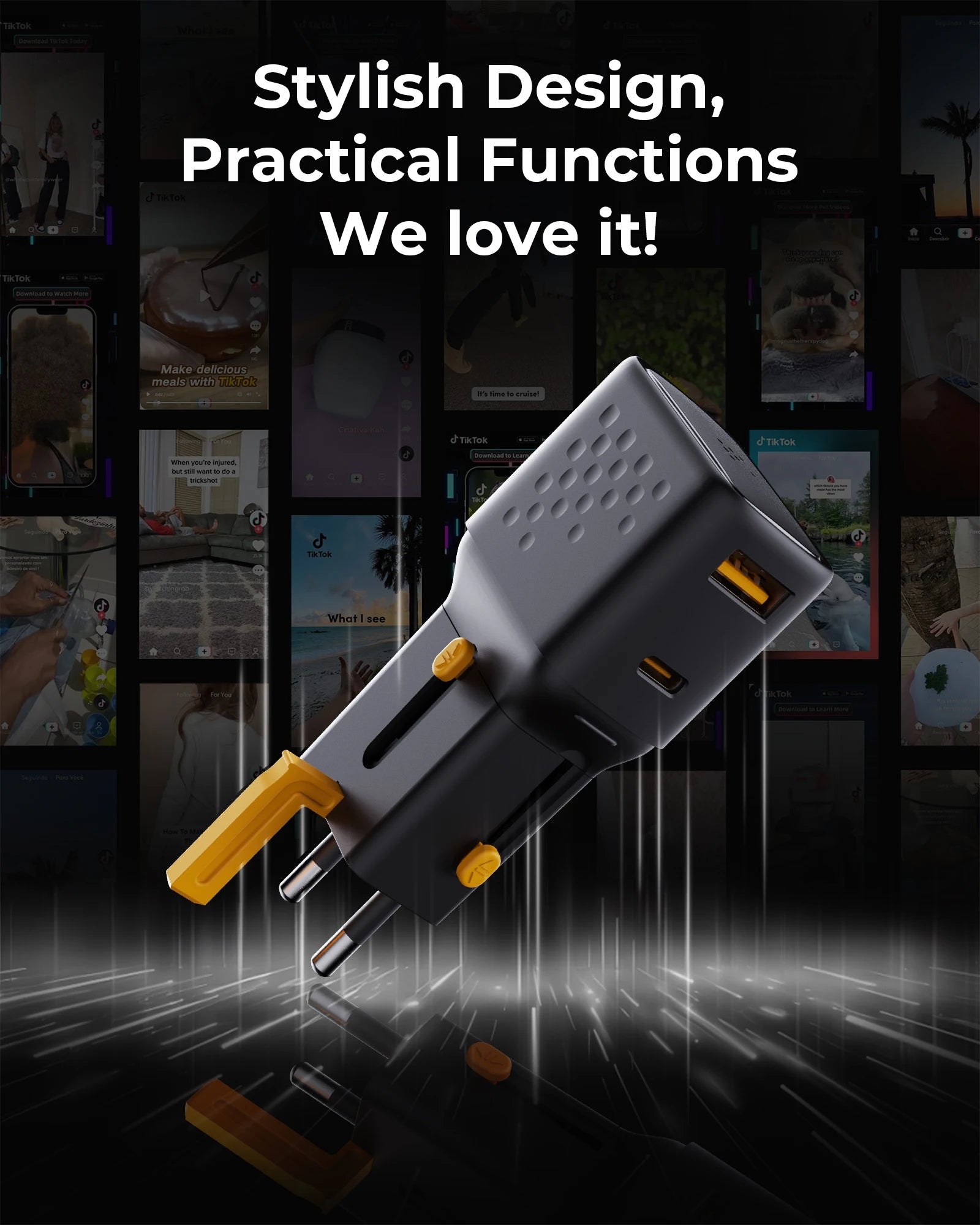 Chargeur Rapide de Voyage multifonctions USB + Type-C - EU, UK, US, AU