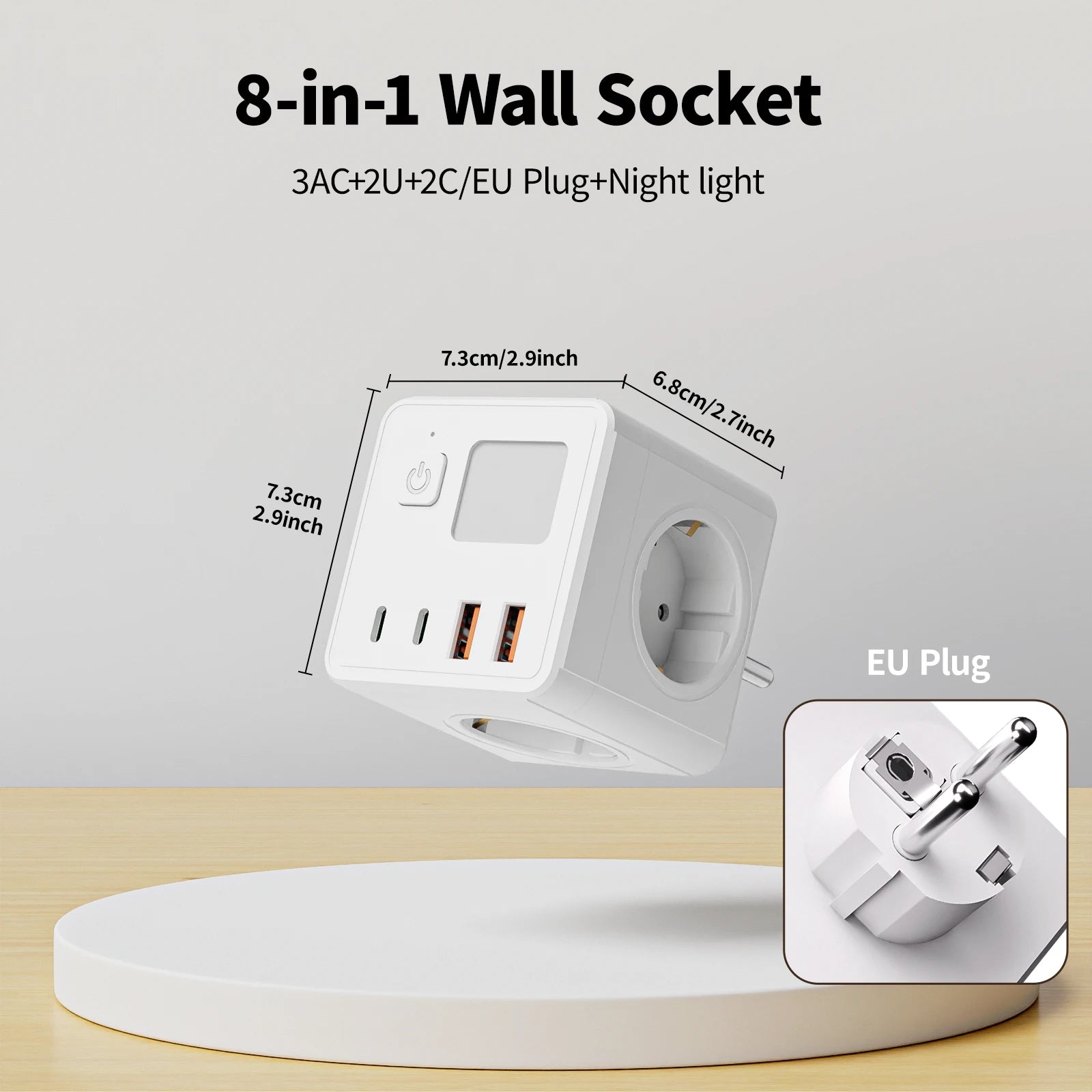 Multiprise Murale 7 en 1 avec Veilleuse LED Réglable