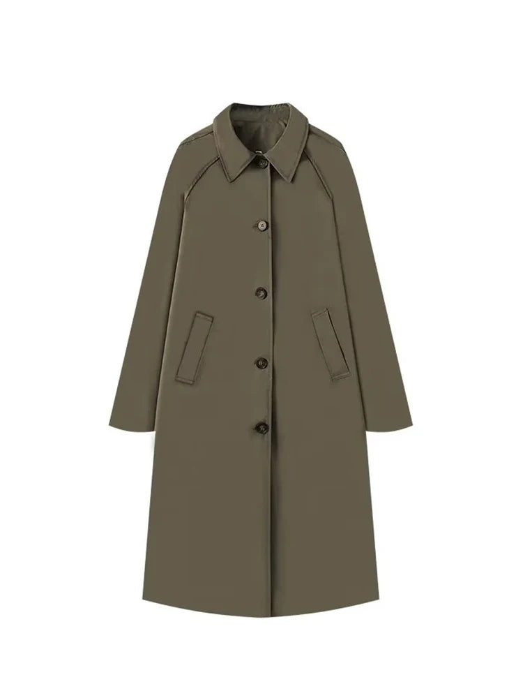 Trench Long Col Coton - Doublure Motifs Carreaux