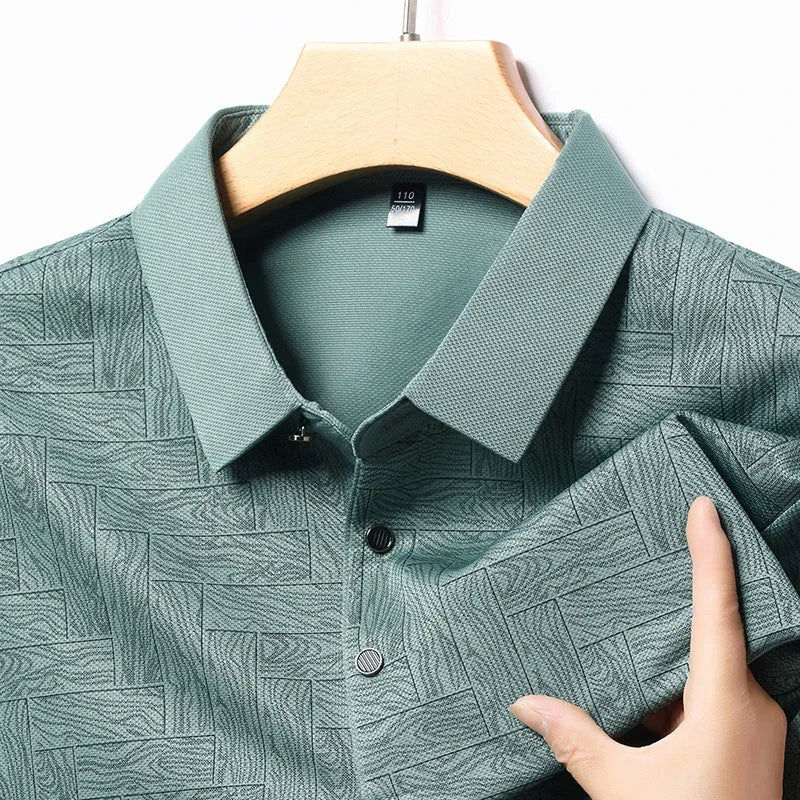 Polo d'affaires à manches longues et motifs graphiques