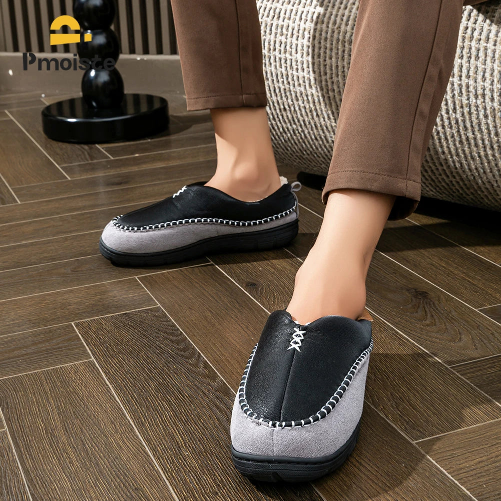 Chaussons Bicolore en Peluche Chaude & Antidérapants - Homme