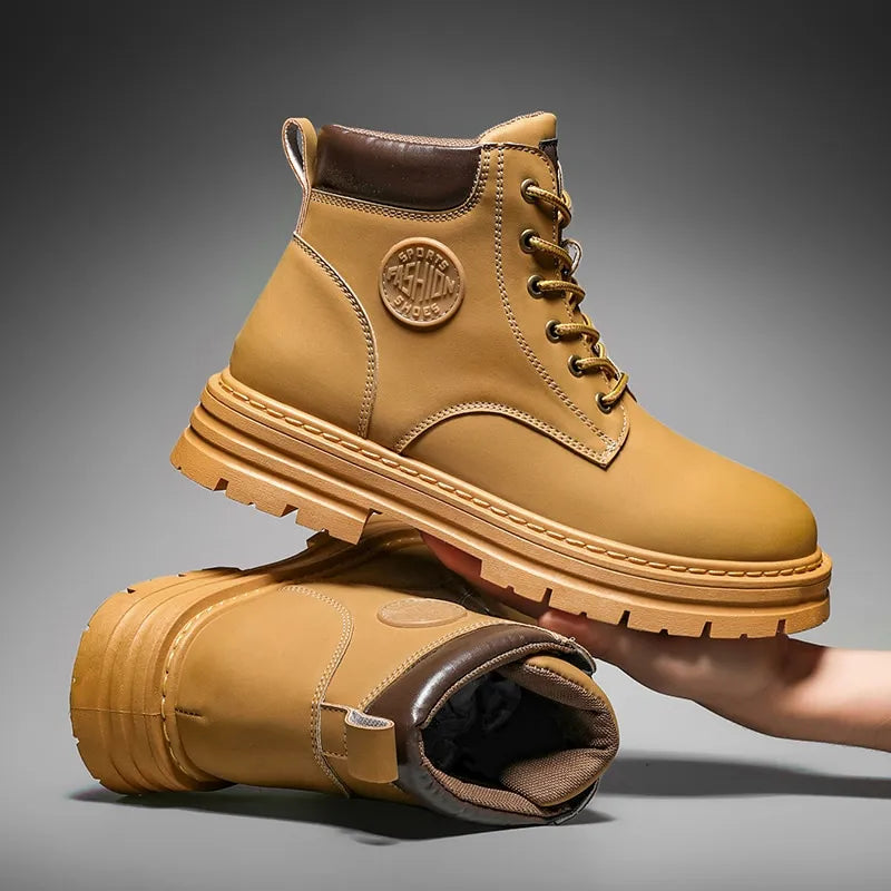 Bottes militaires à lacets en cuir pour hommes