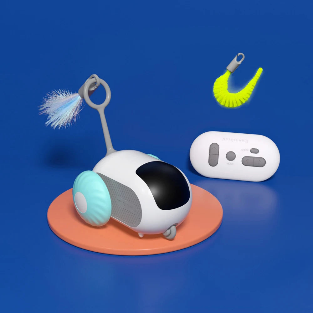 Voiture Intelligente Télécommandée Interractive pour Chat - 2 Modes