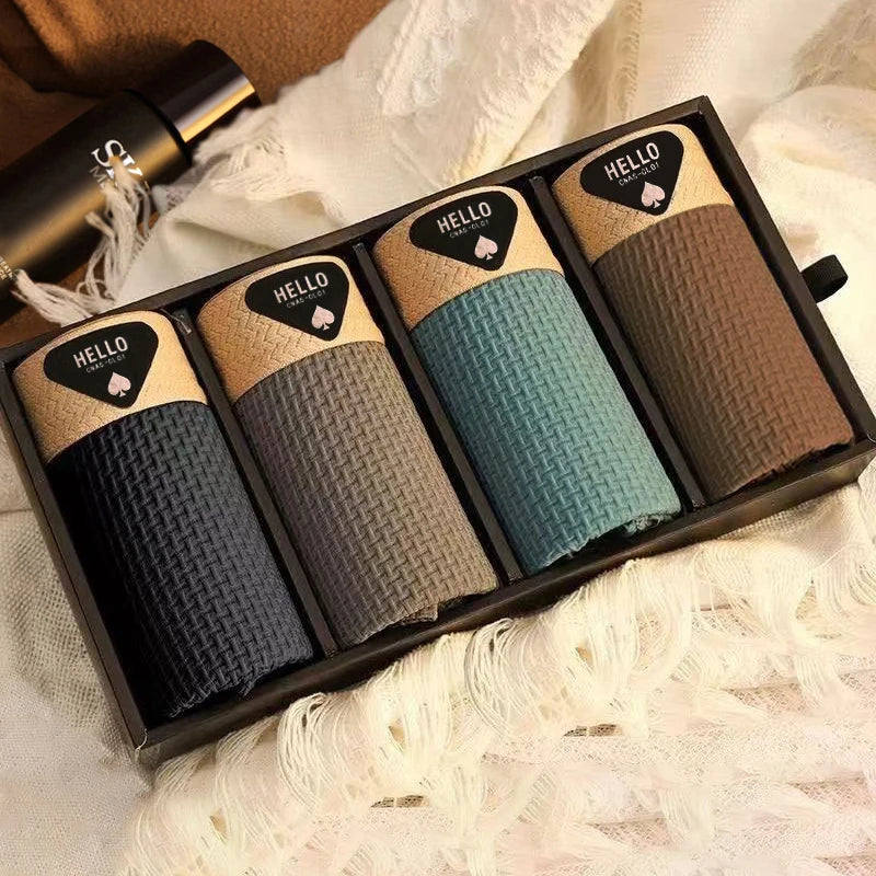 Lot de 4 Boxers Gauffrés Respirants - Grand Confort, Design Élégant & Extensible