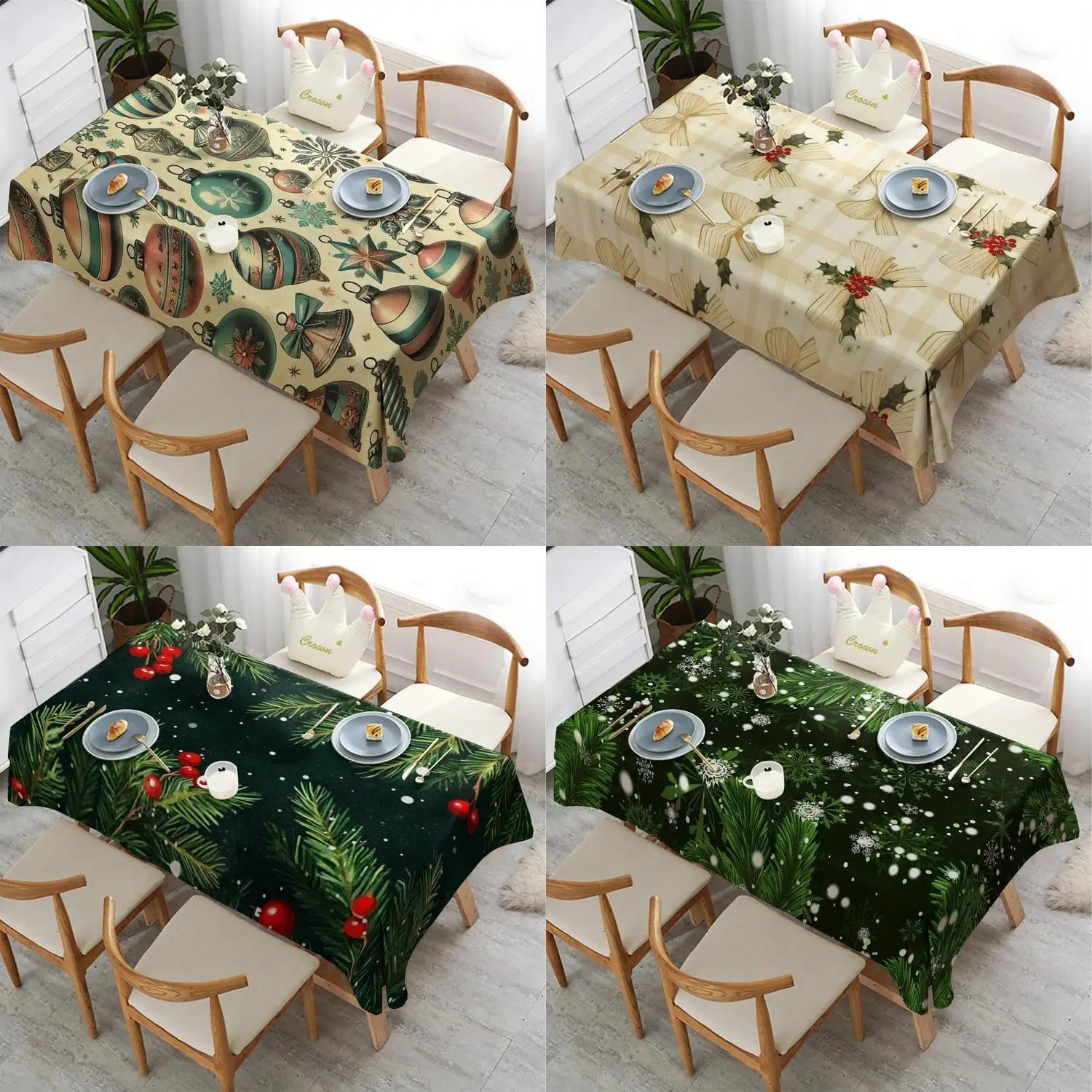 Nappe de Table Rectangulaire Spéciale Noël - 8 Tailles