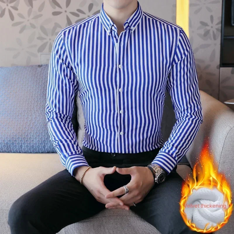 Chemise Oxford à rayure Homme - Intérieur Polaire