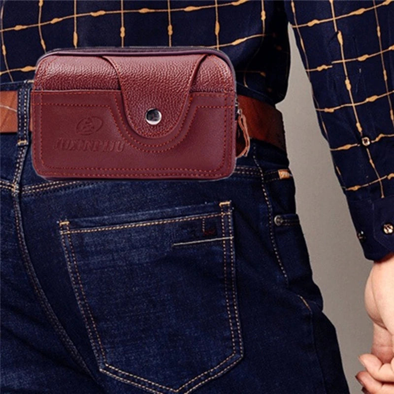 Sac de ceinture multipoches en cuir PU