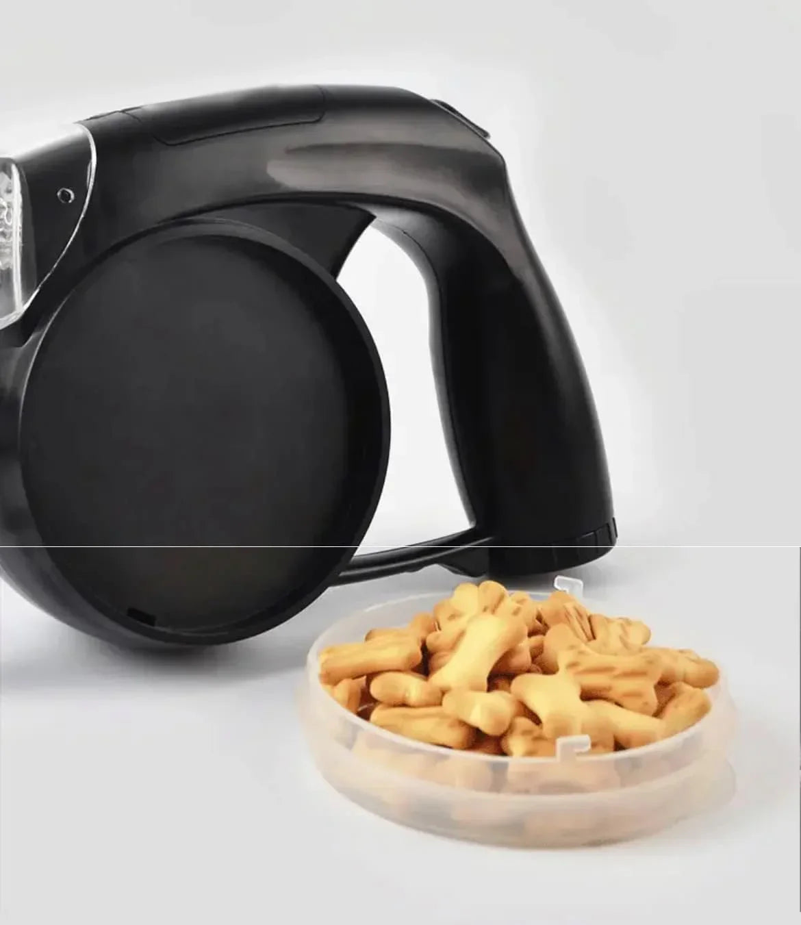 Laisse rétractable 4 en 1 - Gamelles Croquettes & Eau, Sac extrêment et Lampe Torche