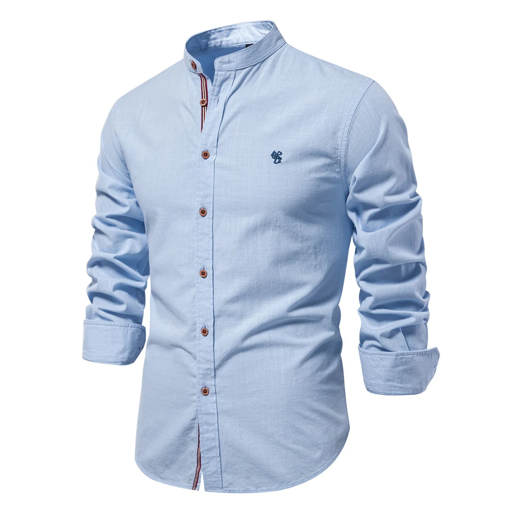 Chemise Décontractée Premium Col Mao en Coton Respirant - Printemps & Été